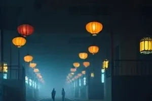 《蓝调海岸线》日出段落，从深靛到浅金的连续色彩过渡